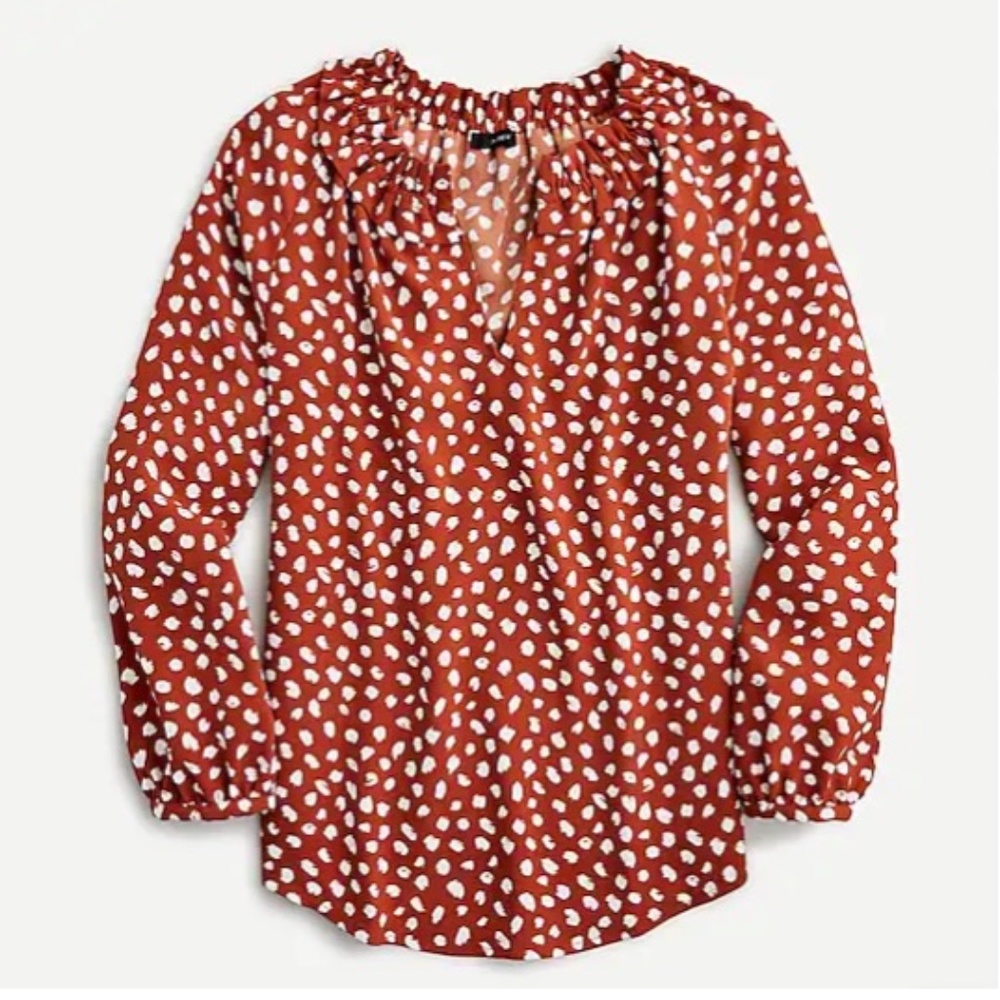 J.Crew Drapey ruffleneck top in brushstroke printed 365 crepe size small